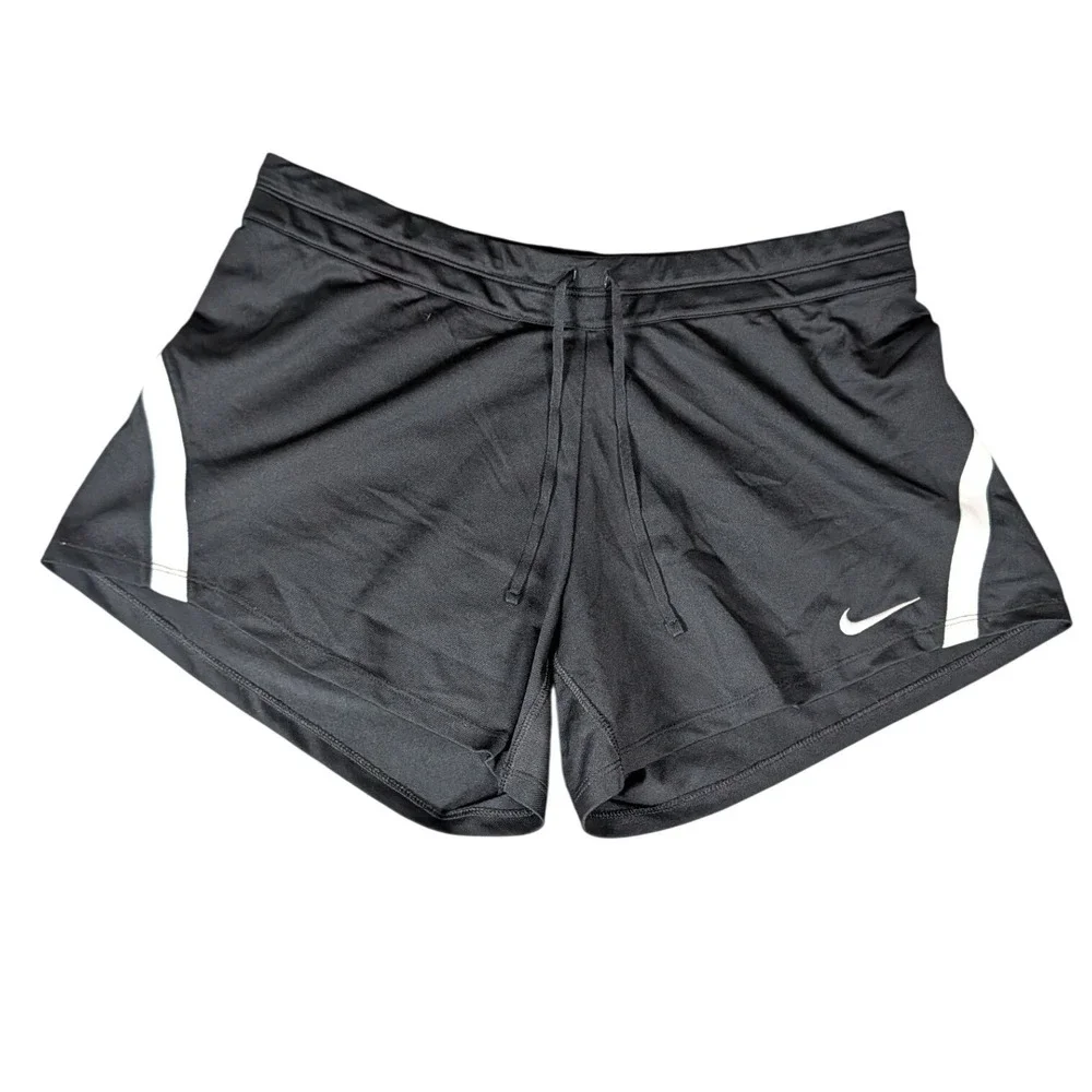 Nike Dri-FIT Womens Black White Athletic Running Shorts L